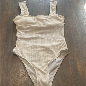 CUPSHE Classic Ribbed One-Piece Swimsuit  Cream SMALL NWT WOMEN’S SWIM SWIMSUIT